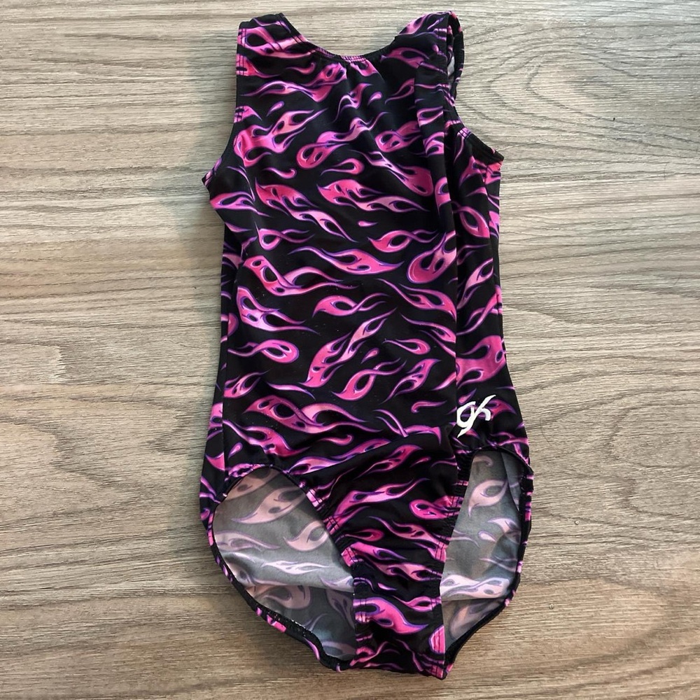Pink and Black Flame Pattern leotard